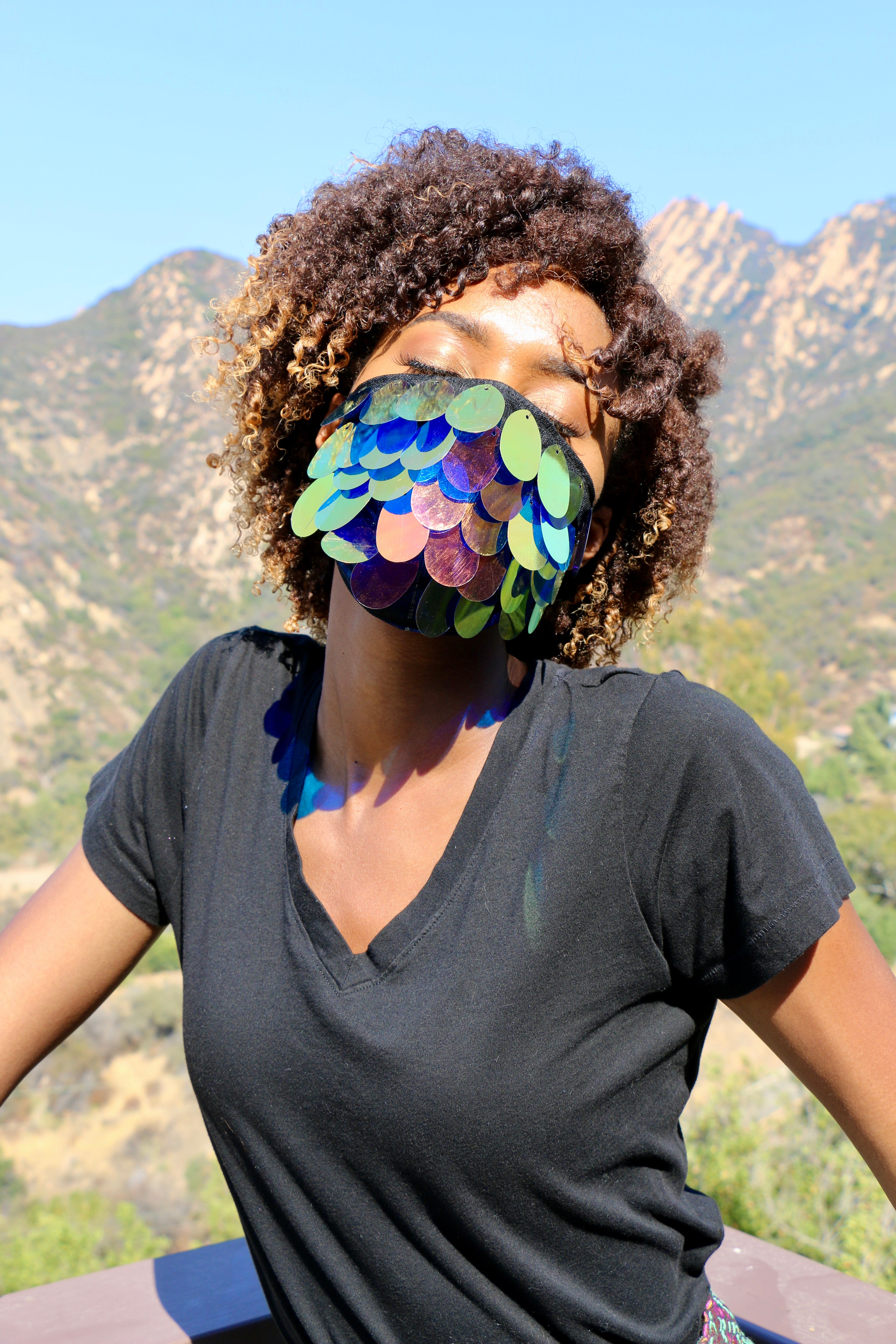 Black Sequin Mask - Mermaid Face Mask – Alchemy & Sorcery